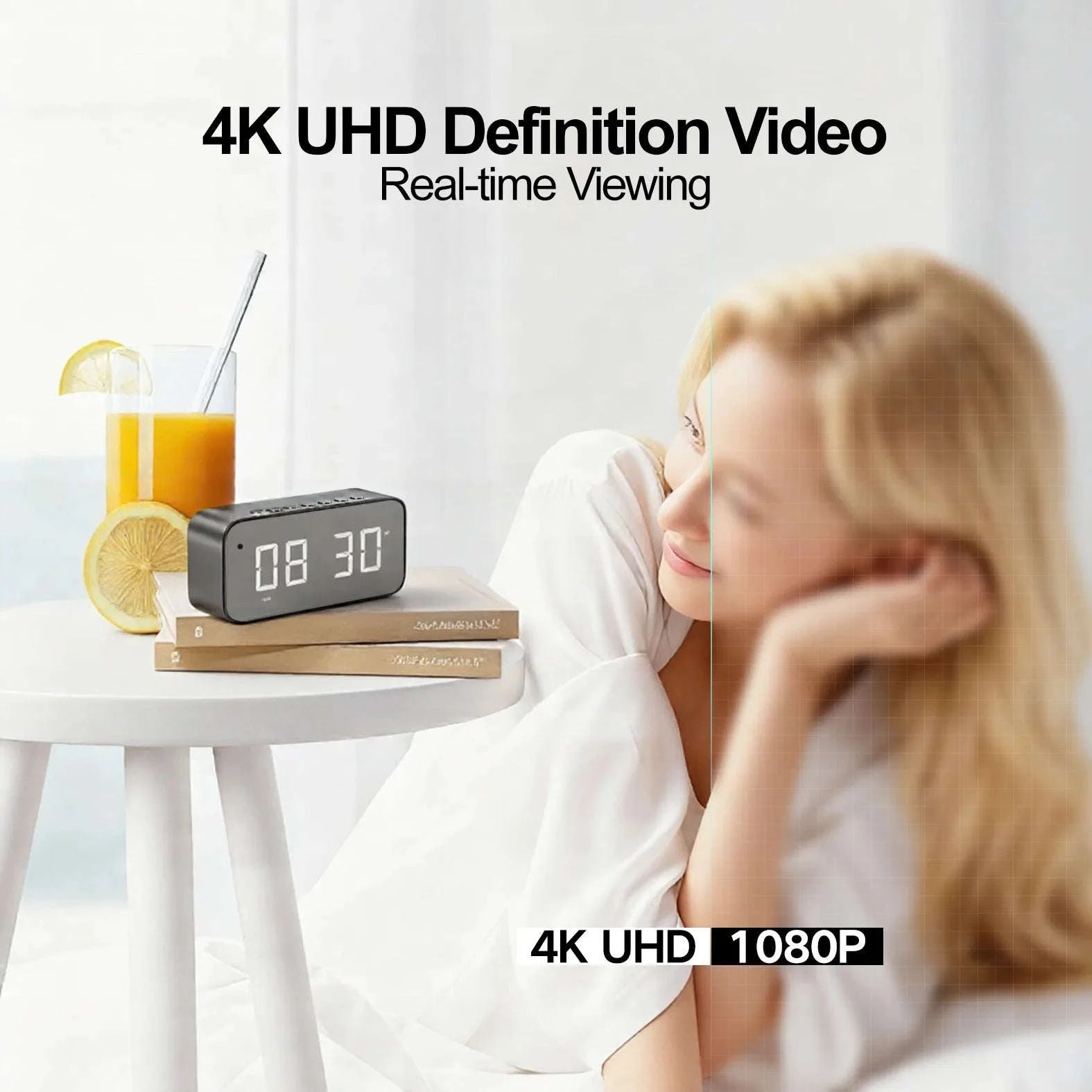 Smart WiFi6 Alarm Clock Camera with 4K HD and Bluetooth Speaker-China Mainland