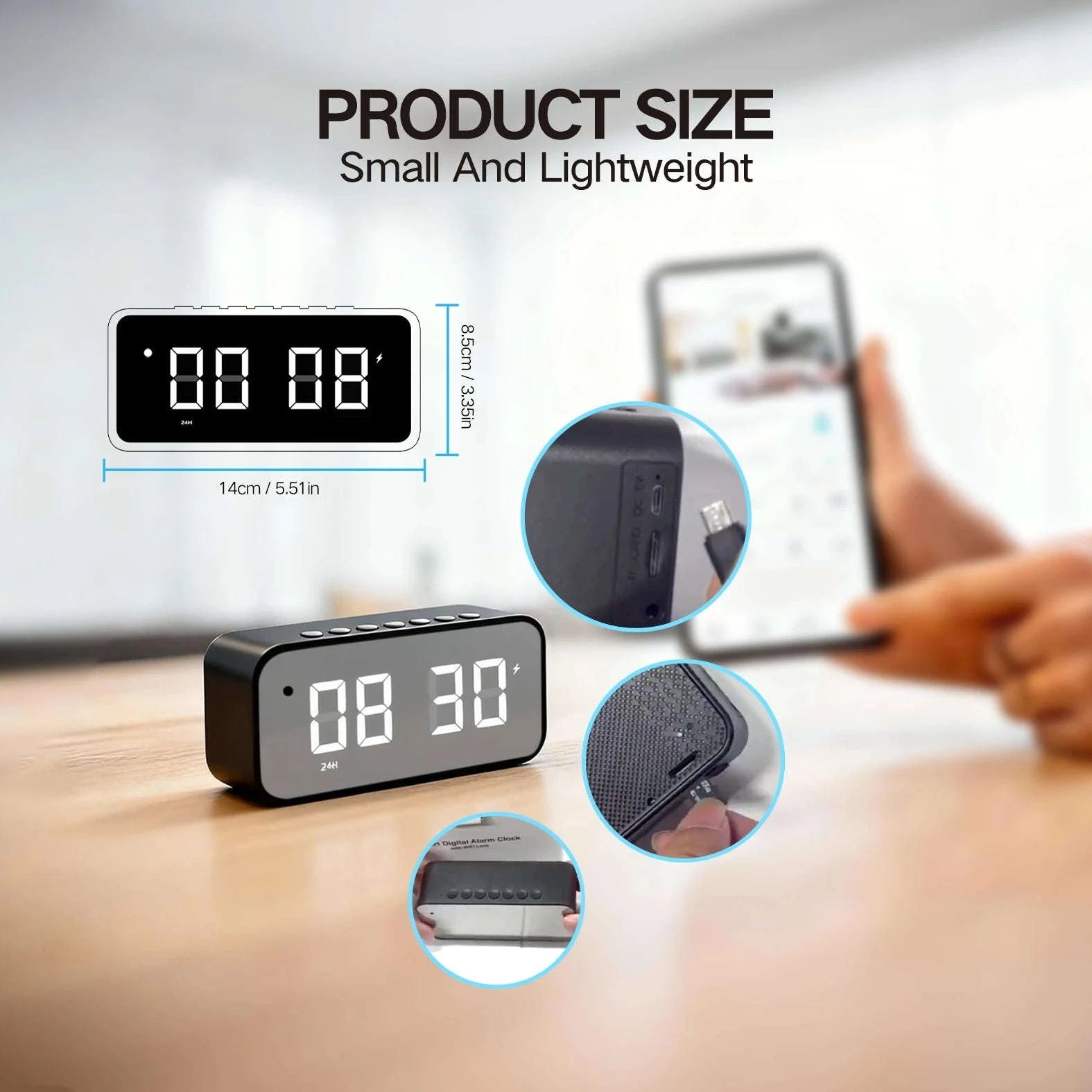 Smart WiFi6 Alarm Clock Camera with 4K HD and Bluetooth Speaker-China Mainland