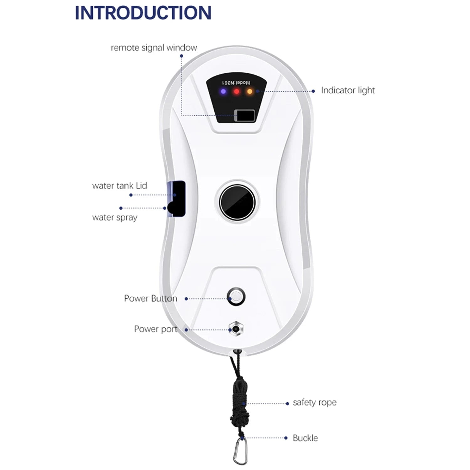 Smart Window Cleaning Robot 5600Pa with Ultrasonic Spray & Remote-WHITE / EU / france|Yes