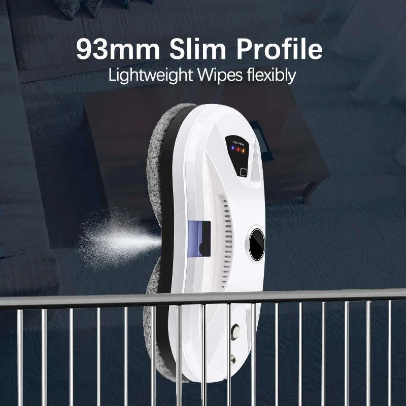 Smart Window Cleaning Robot 5600Pa with Ultrasonic Spray & Remote-WHITE / EU / france|Yes
