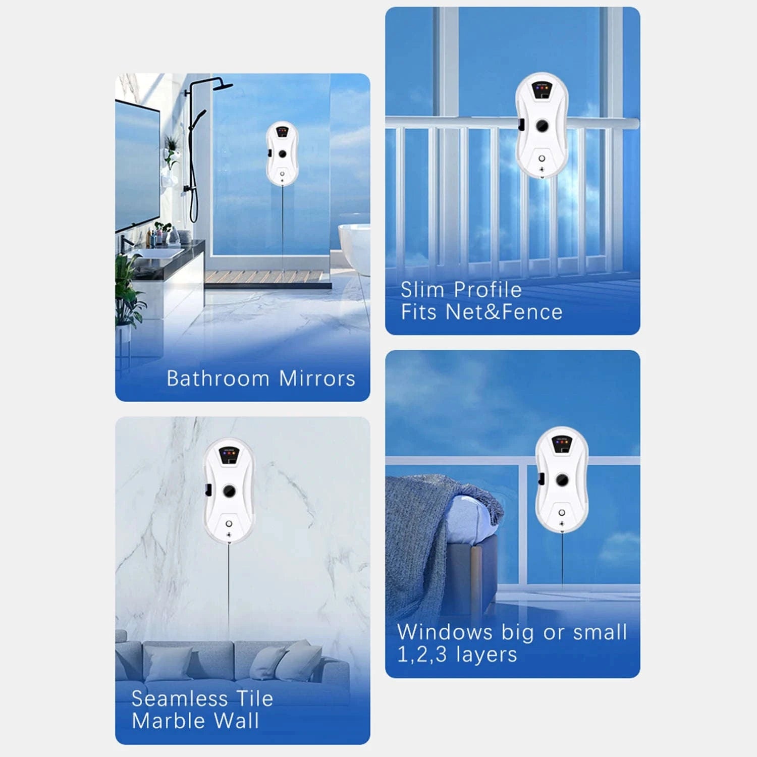 Smart Window Cleaning Robot 5600Pa with Ultrasonic Spray & Remote-WHITE / EU / france|Yes