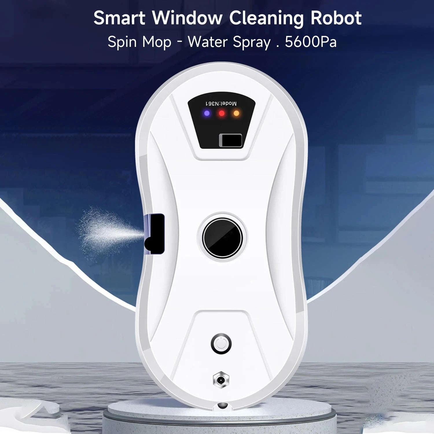 Smart Window Cleaning Robot 5600Pa with Ultrasonic Spray & Remote-WHITE / EU / france|Yes