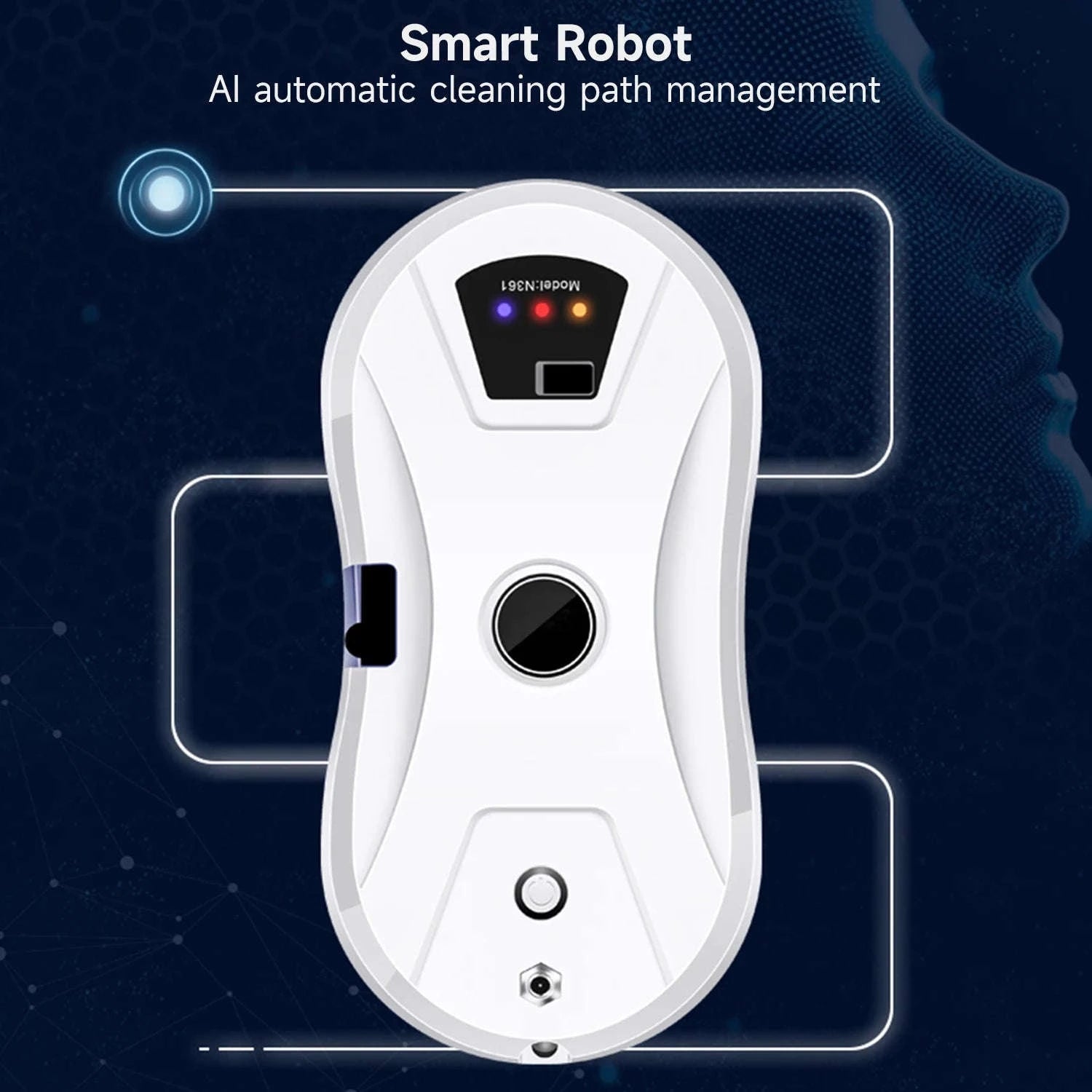 Smart Window Cleaning Robot 5600Pa with Ultrasonic Spray & Remote-WHITE / EU / france|Yes