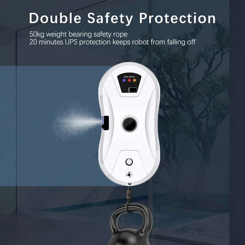 Smart Window Cleaning Robot 5600Pa with Ultrasonic Spray & Remote-WHITE / EU / france|Yes