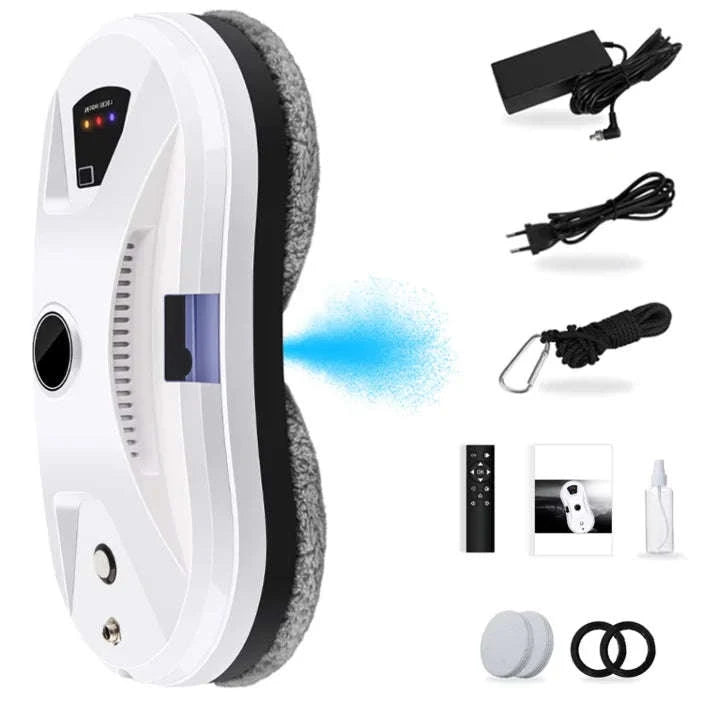Smart Window Cleaning Robot 5600Pa with Ultrasonic Spray & Remote-WHITE / EU / france|Yes