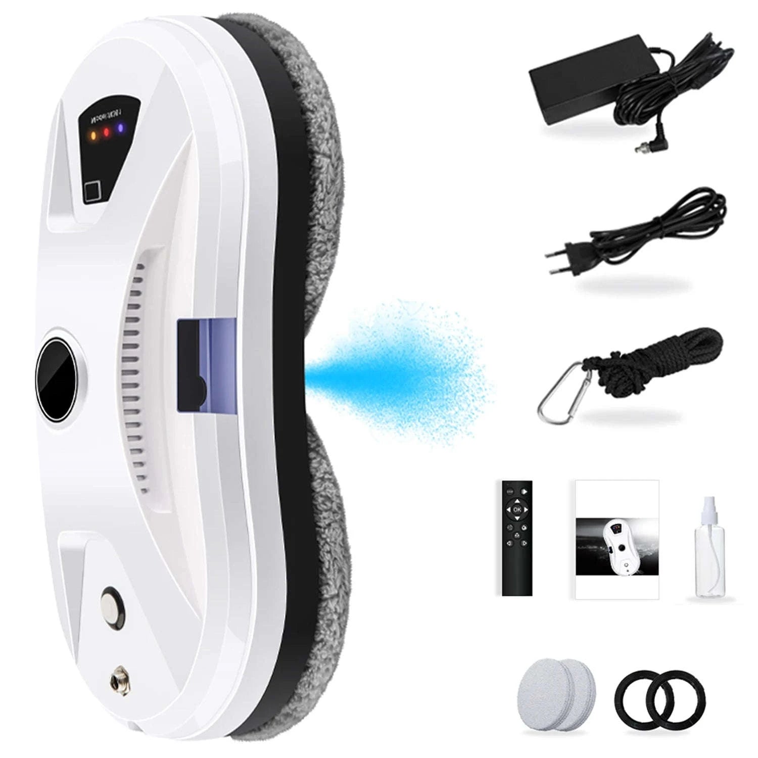 Smart Window Cleaning Robot 5600Pa with Ultrasonic Spray & Remote-WHITE / EU / france|Yes