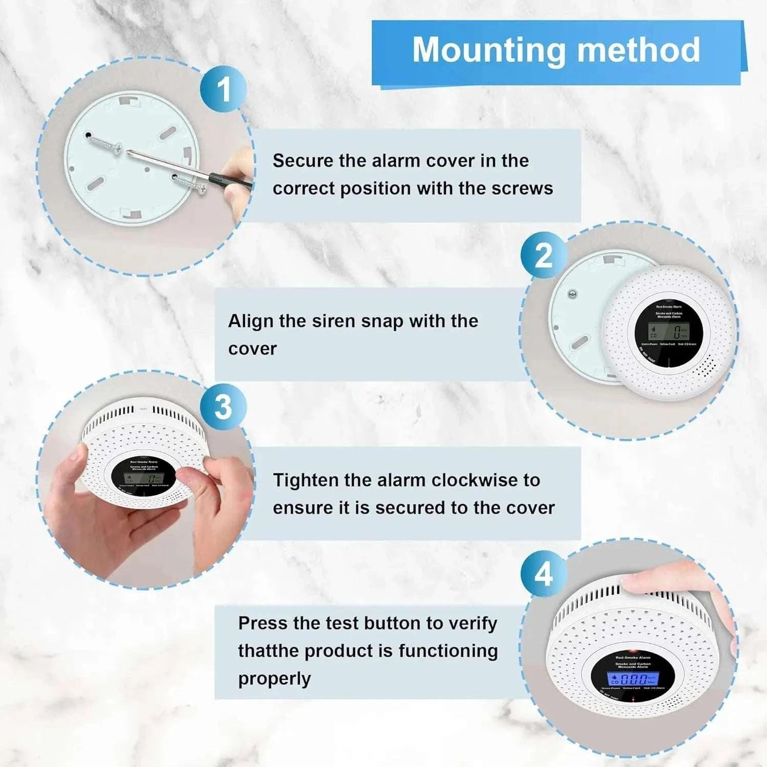 Smoke Detector and Carbon Monoxide Detector 10 Years Sensor Life 2-in-1 Gas Detector with LCD Display 2 PCS AA Battery For Home-1-PACK / China Mainland