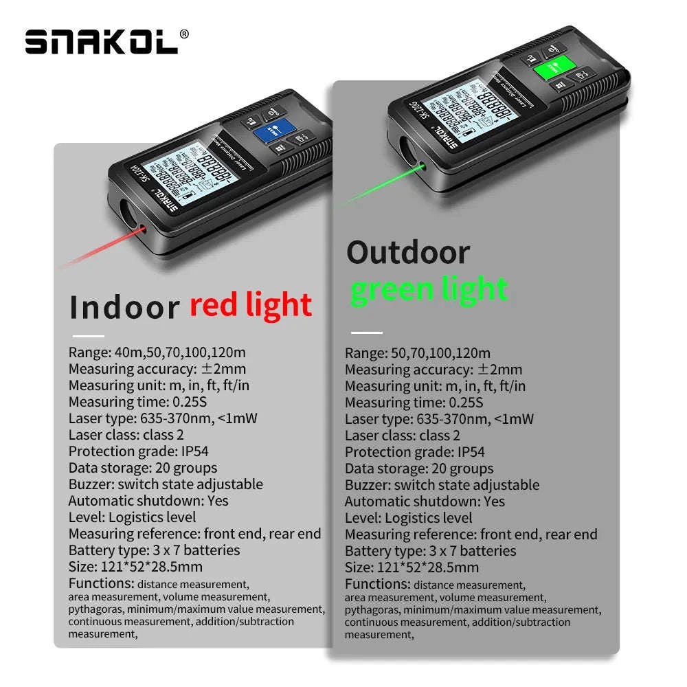 Snakol Laser Tape Measure with Red & Green Laser Precision-SK-50G