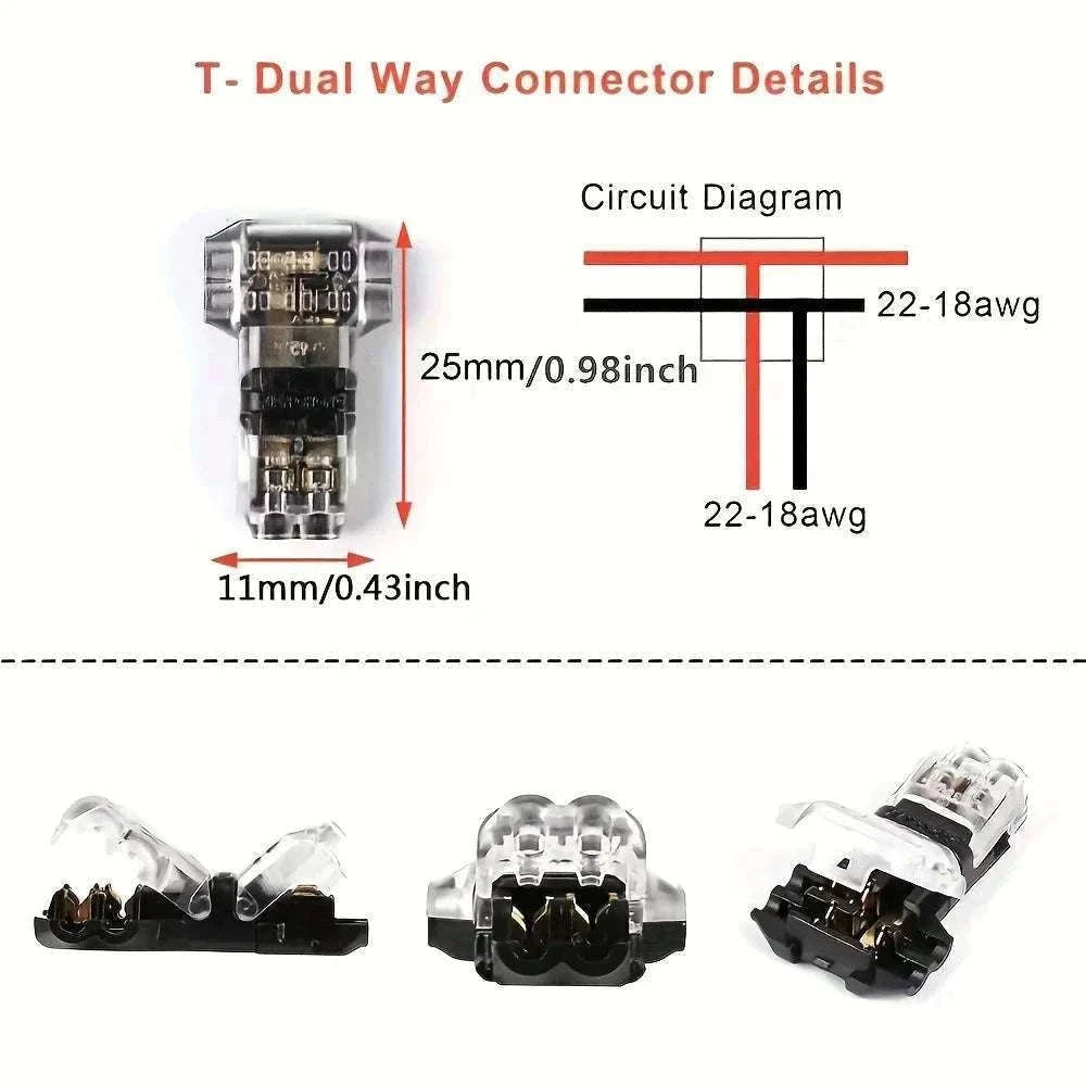 Snap-In Wire Connector T2 Quick Terminal Joiners-5pcs