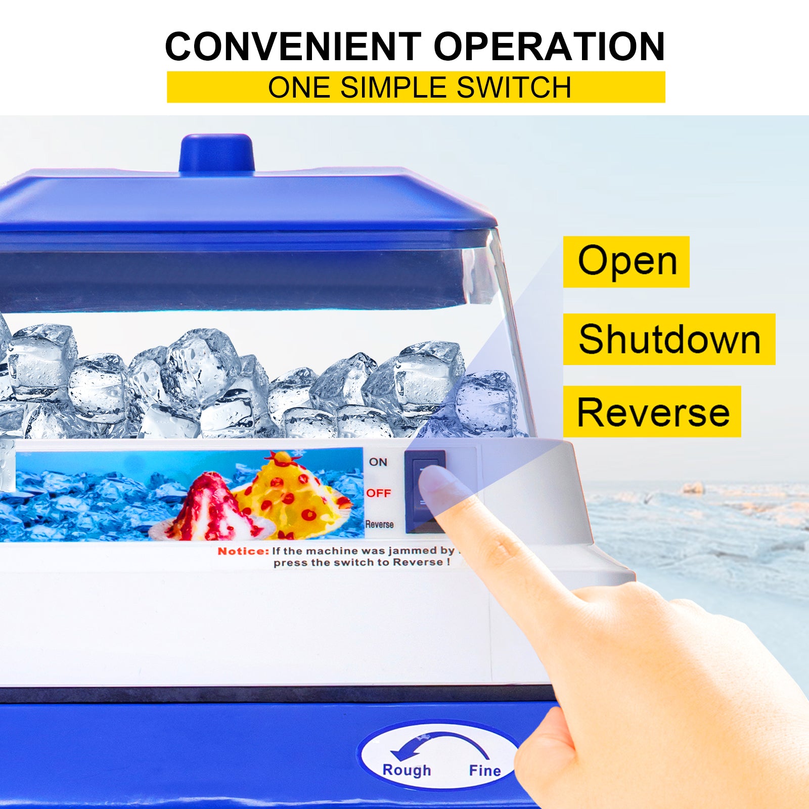 Commercial Ice Shaver 441 lbs/h Electric Snow Cone Machine 5L Hopper