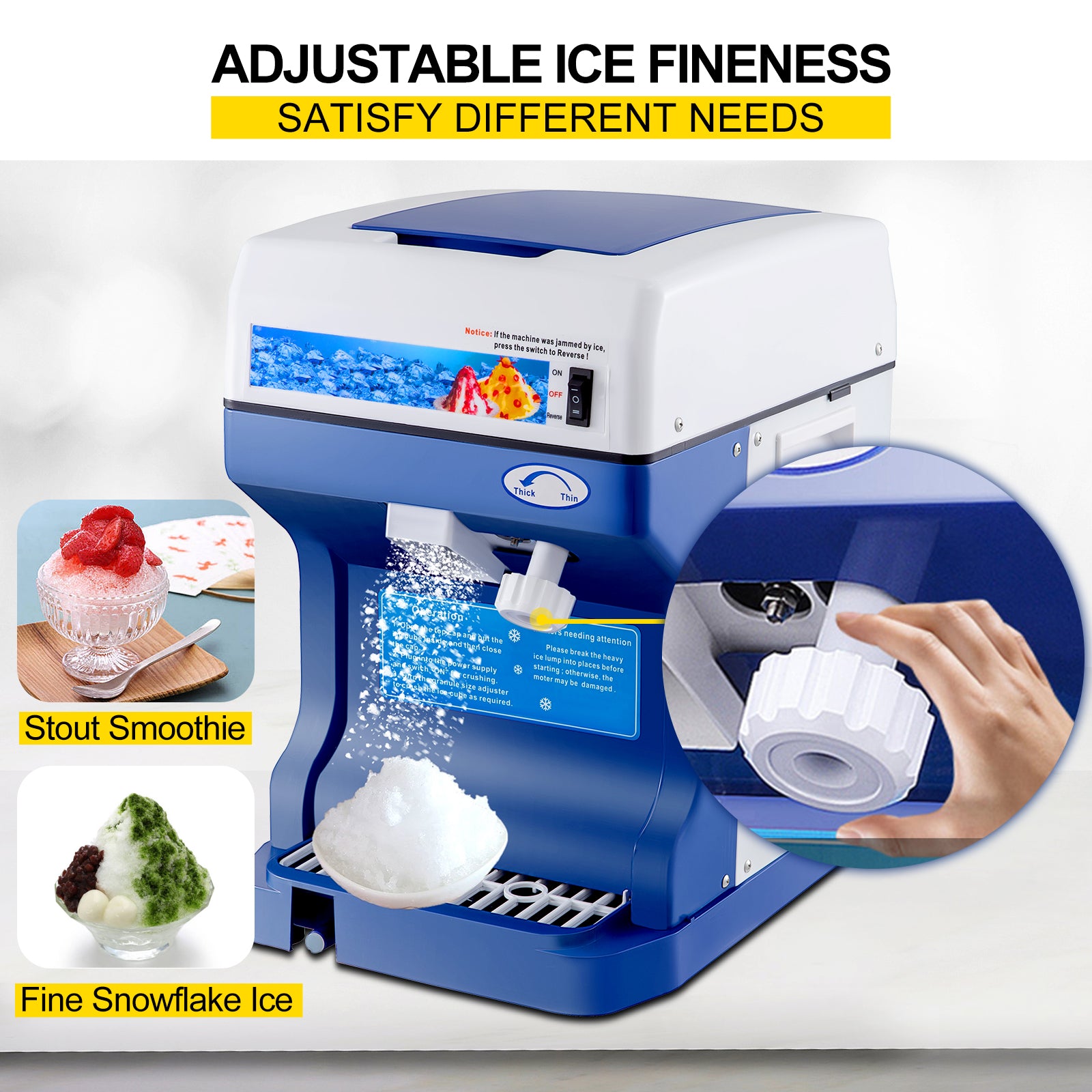 Electric Ice Shaver Machine with Adjustable Ice Fineness