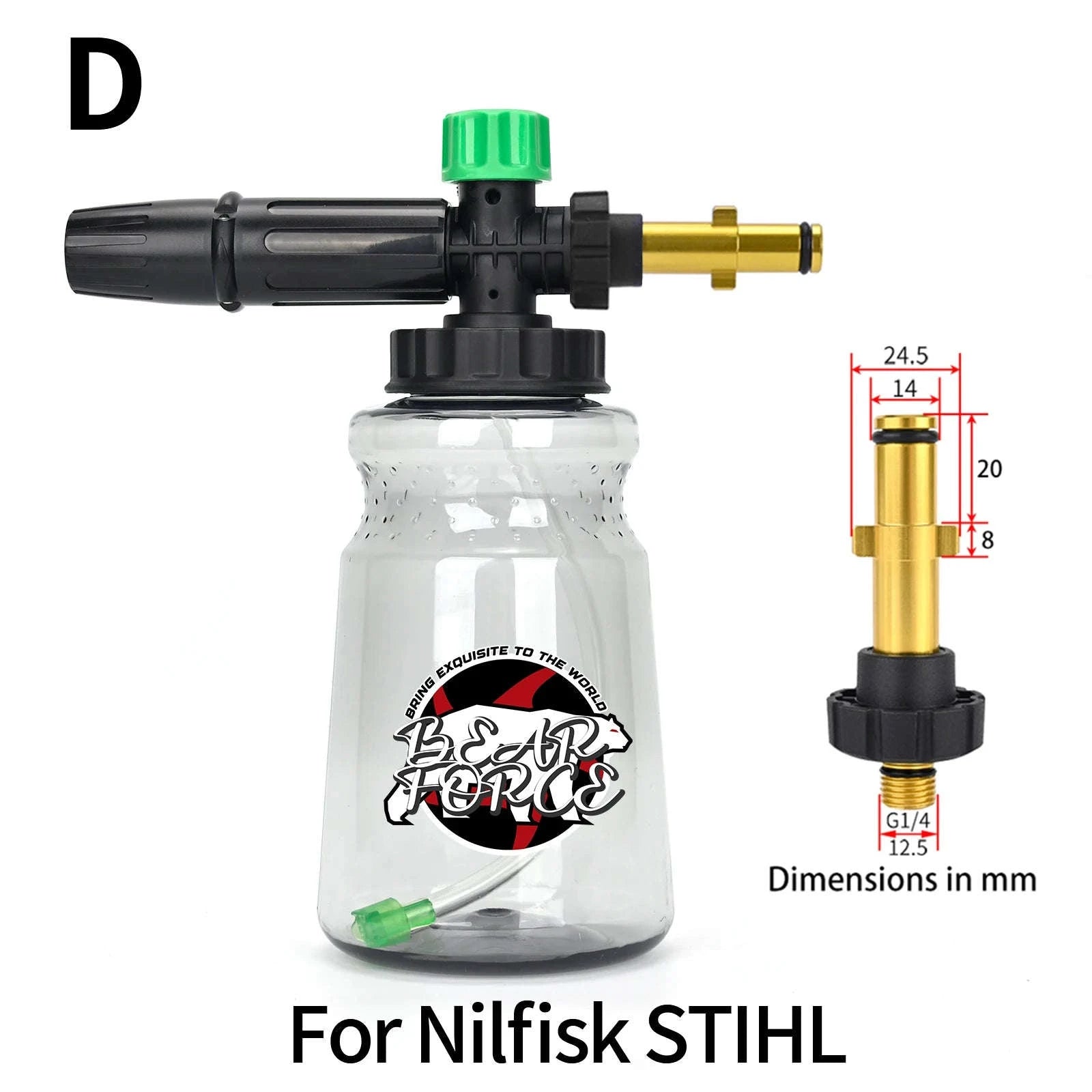 Snow Foam Cannon for Pressure Washer with 1L Bottle and Adapter Options-For Daewoo Bort / China Mainland