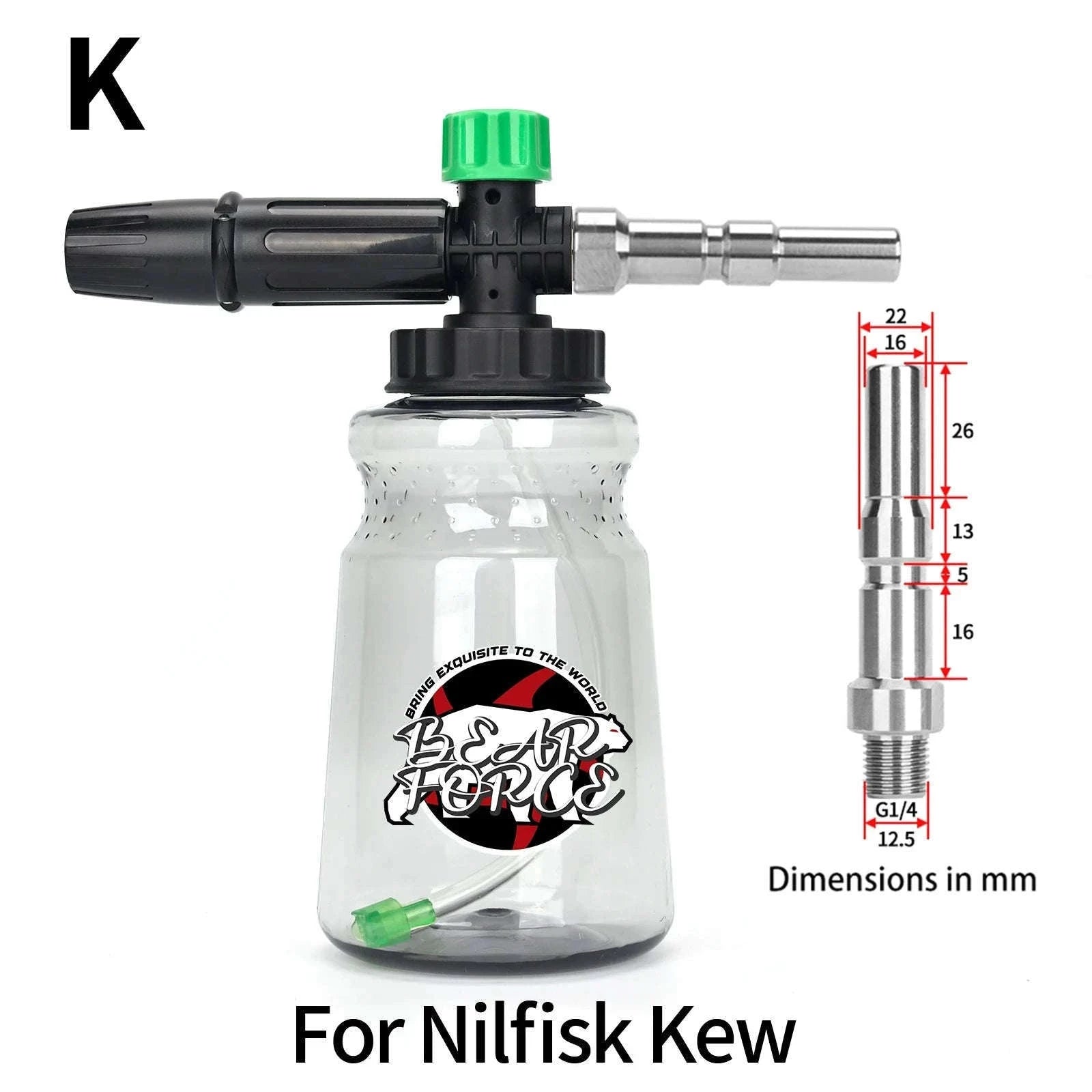 Snow Foam Cannon for Pressure Washer with 1L Bottle and Adapter Options-For Quick Plug / China Mainland