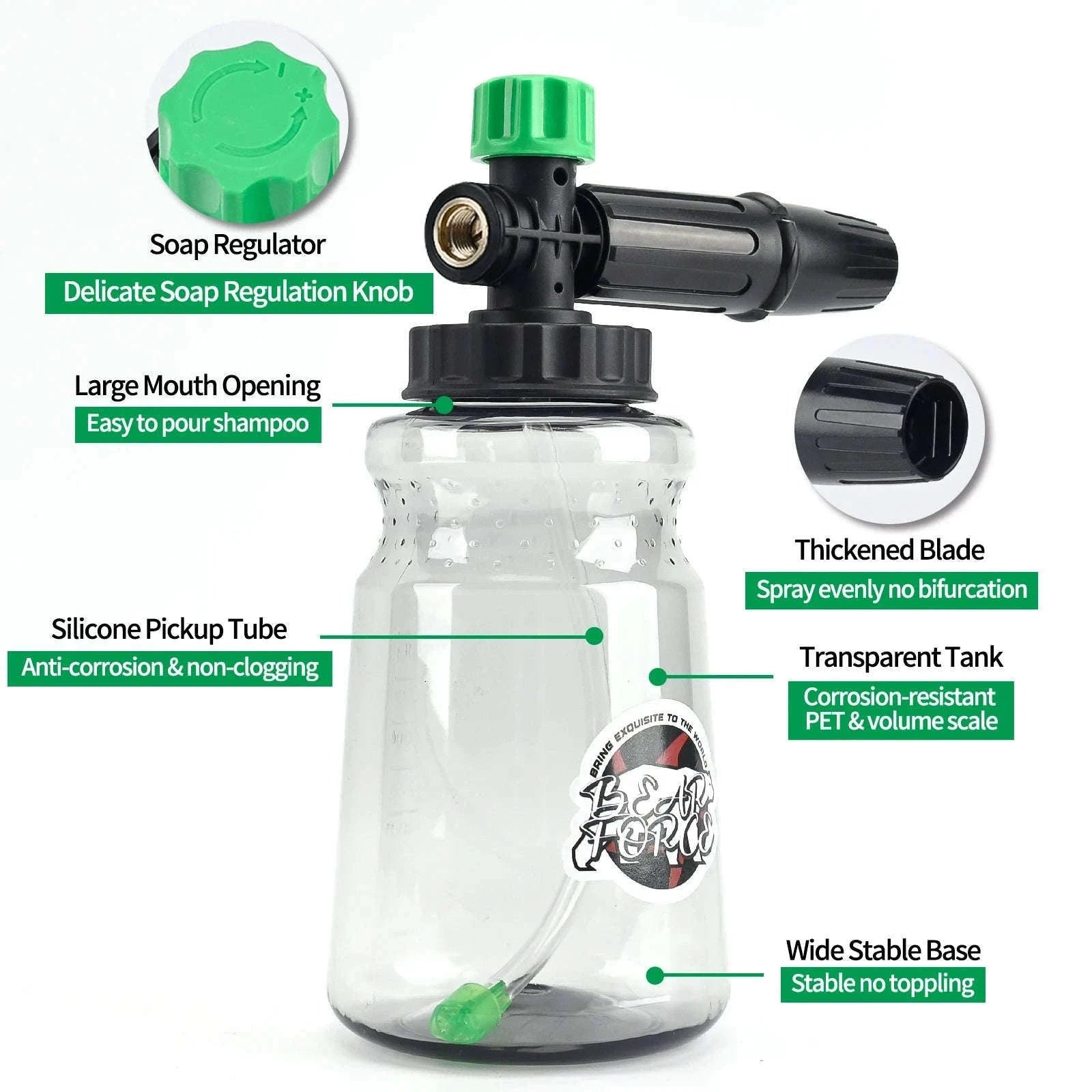 Snow Foam Cannon for Pressure Washer with 1L Bottle and Adapter Options-For Quick Plug / China Mainland