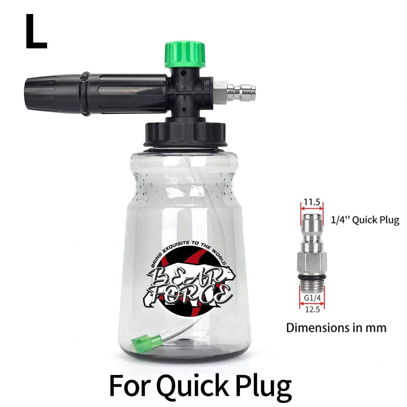 Snow Foam Cannon for Pressure Washer with 1L Bottle and Adapter Options-For Quick Plug / China Mainland