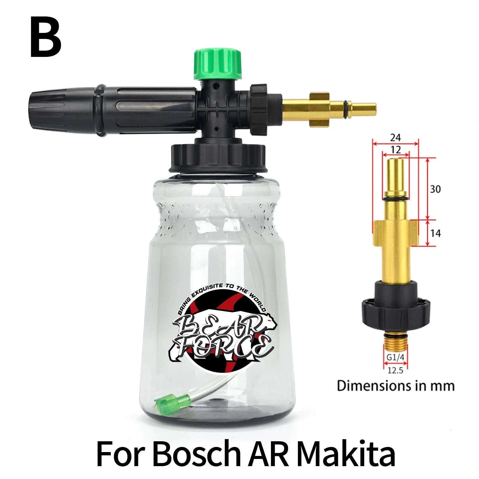 Snow Foam Cannon for Pressure Washer with 1L Bottle and Adapter Options-For Quick Plug / China Mainland