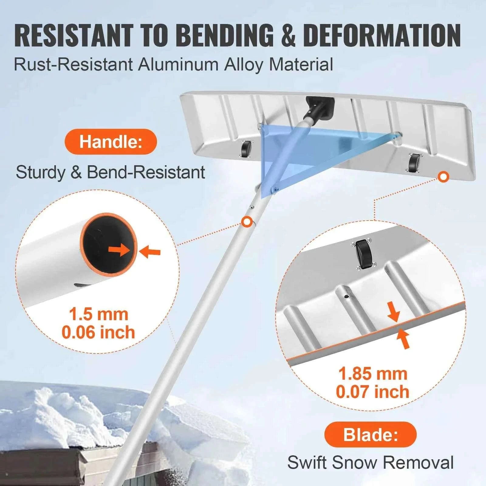 Snow Roof Rake 25-Inch Blade with Adjustable Anti-Slip Handle-Poland