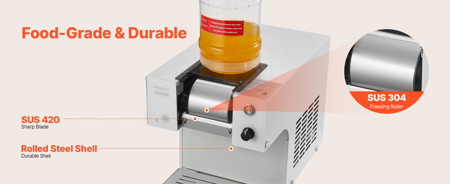 Elektrisk Snefnug Ismaskine 40–80KG/24H Skrabet Ismaskine