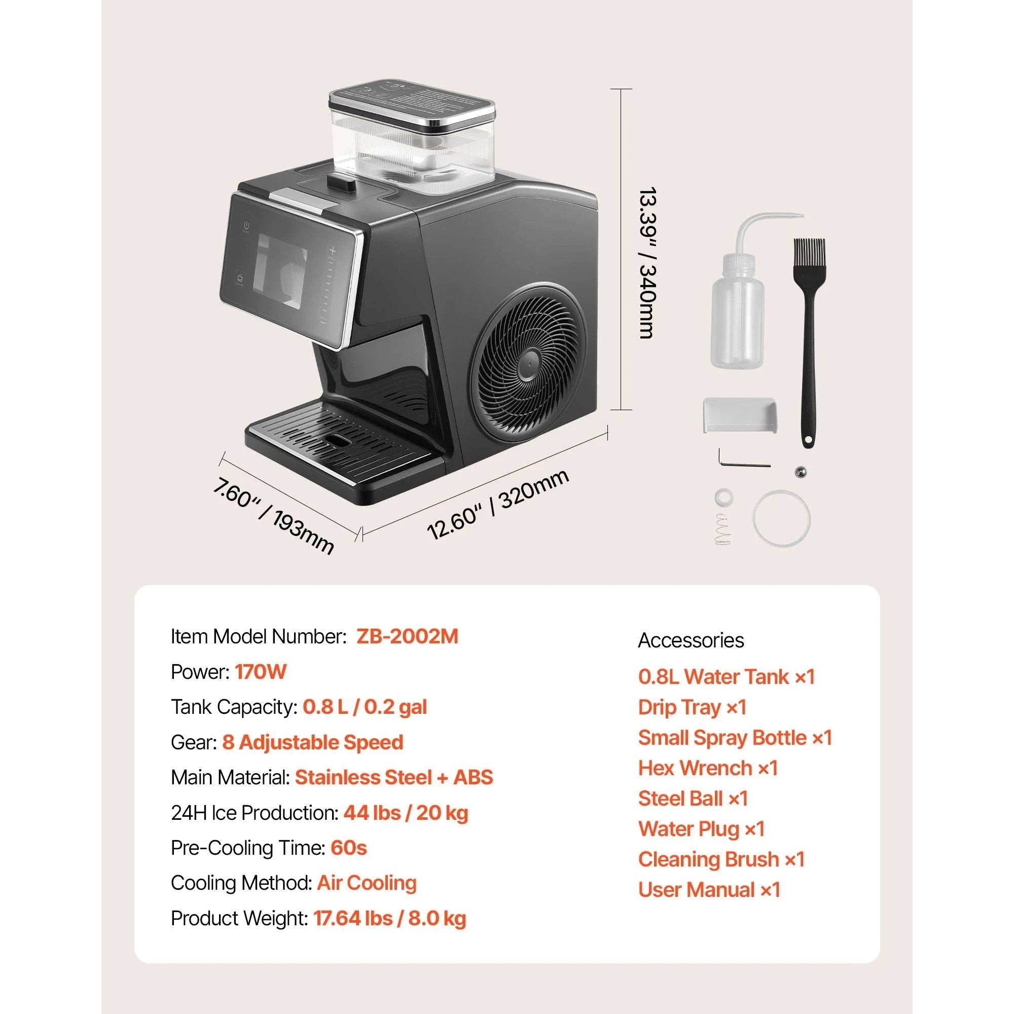 Snowflake Ice Maker Machine 44 lbs/24h Electric Shaved Ice-20kg per 24H / United States
