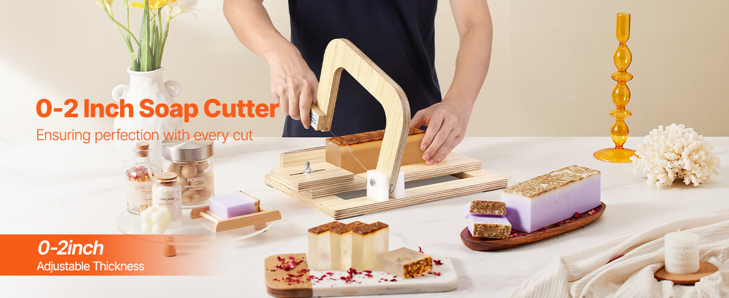 Adjustable Soap Cutter 0–2in with Wire Tension for Clean Even Bars