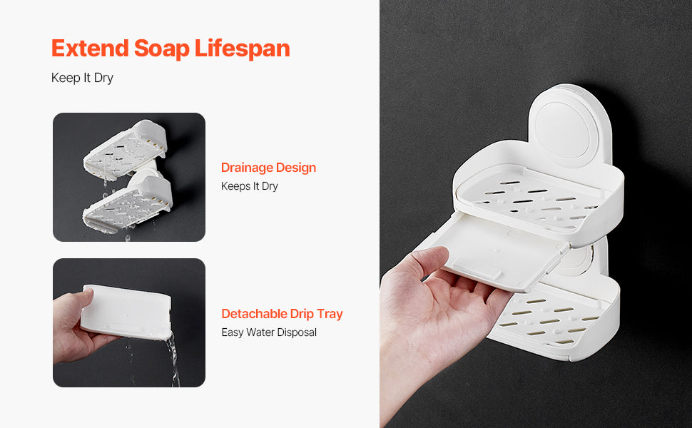 Double Layer Wall Mounted Soap Holder with Suction Cup
