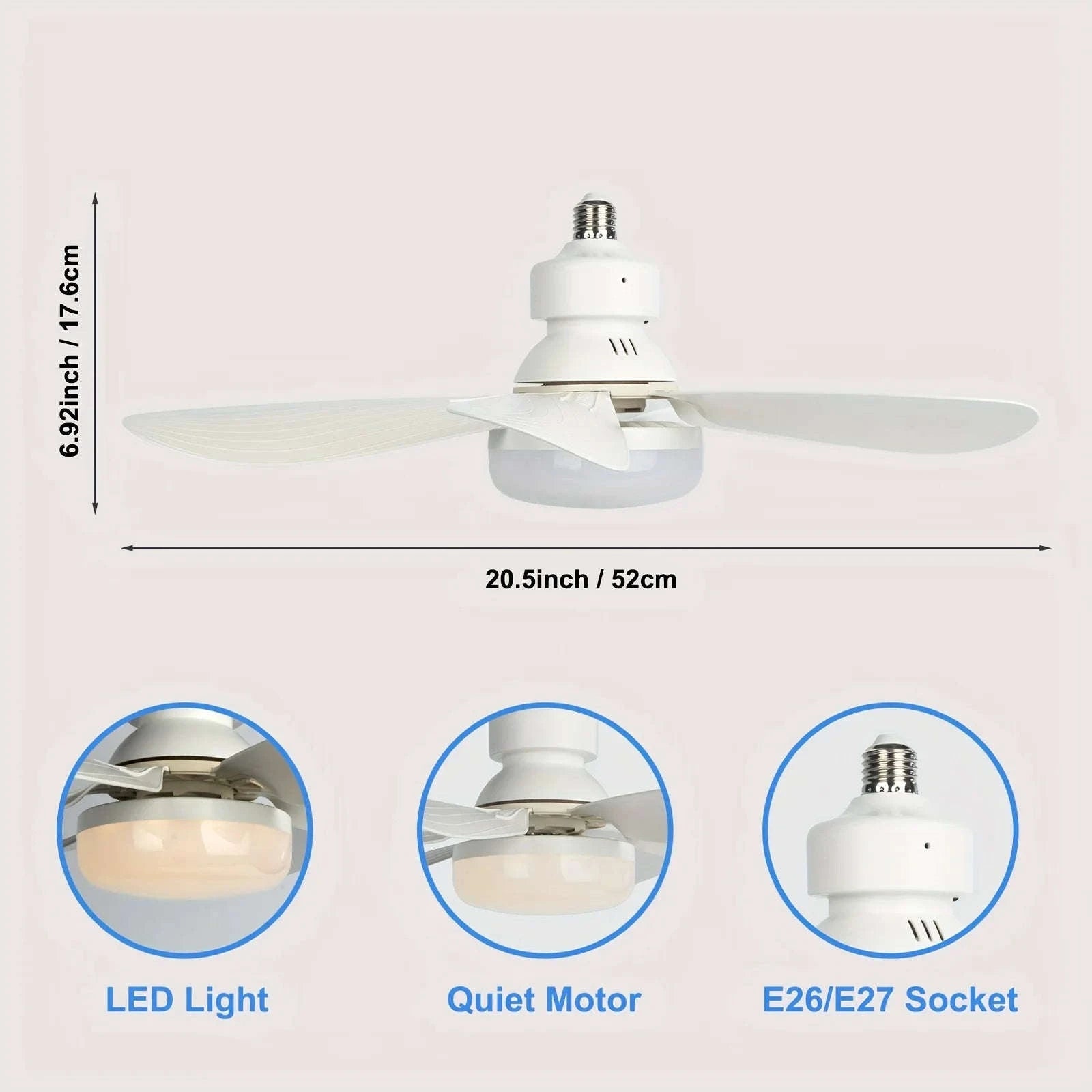 Socket Fan Light with Remote Control-40W White Fan Light / 85-265V