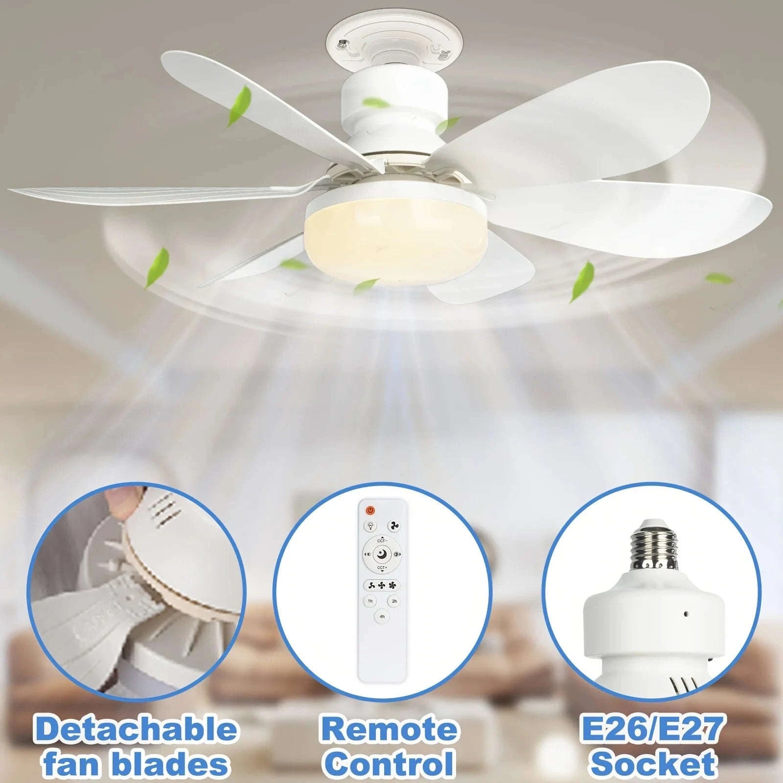 Socket Fan Light with Remote Control-40W White Fan Light / 85-265V