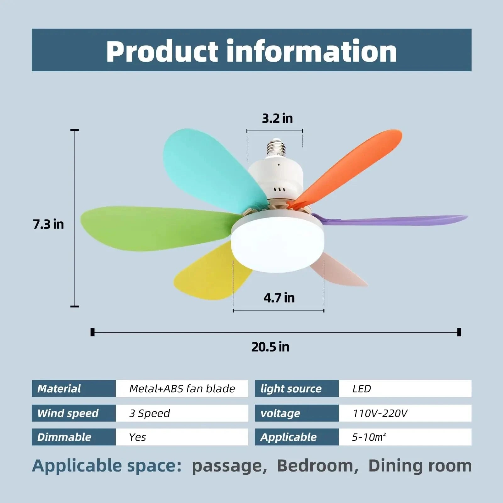 Socket Fan Light with Remote Control-40W White Fan Light / 85-265V