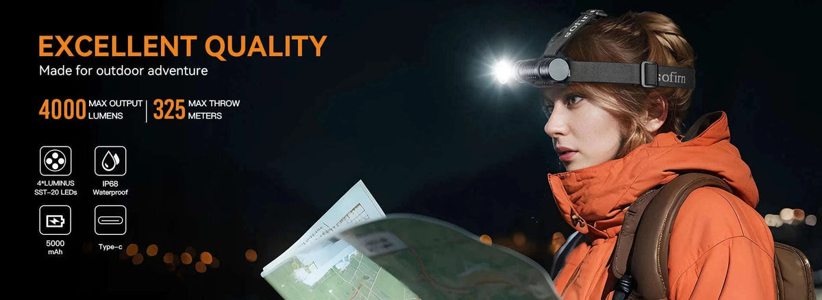 SOFIRN HS41 4000 Lumen Rechargeable LED Headlamp-with 21700 battery / United States / 5000K