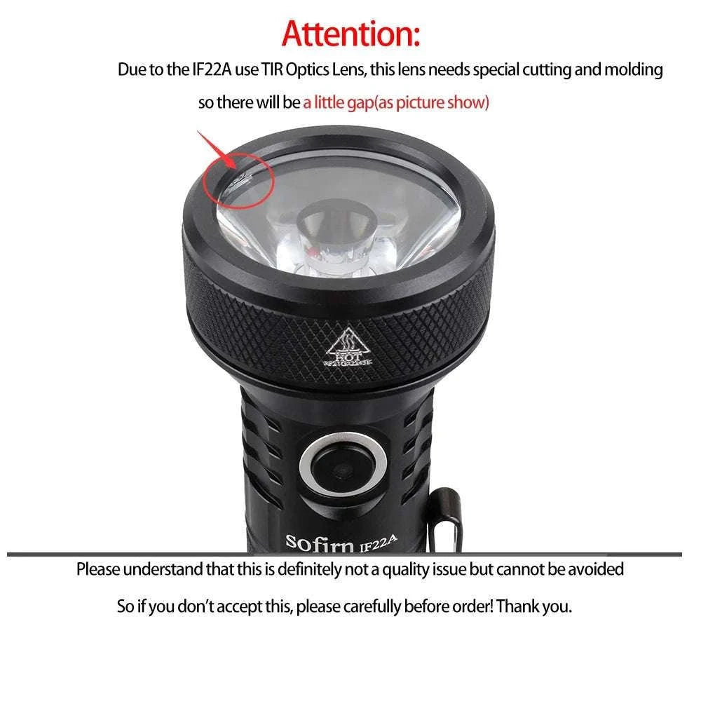 Sofirn IF22A 2100 Lumen Long Range USB-C Rechargeable Flashlight-with 21700 battery / 6000-6500K / United States
