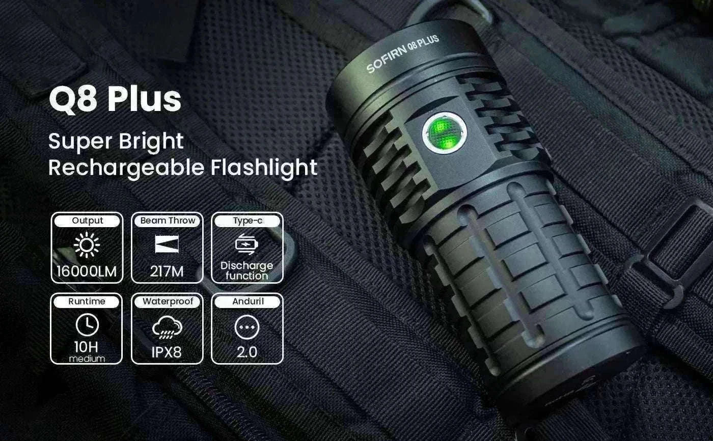 Sofirn Q8 Plus 16000 Lumen Rechargeable LED Flashlight USB-C-5000K-5300K / United States