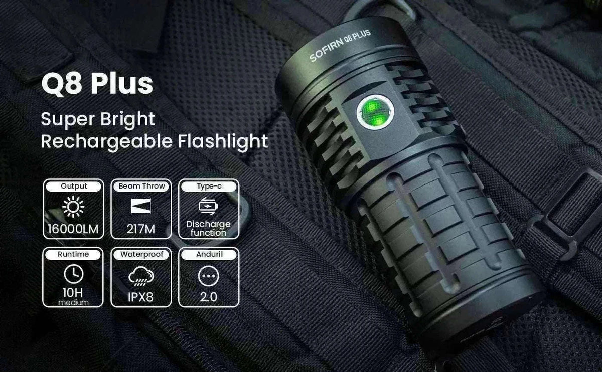 Sofirn Q8 Plus 16000 Lumen Rechargeable LED Flashlight USB-C-5000K-5300K / United States