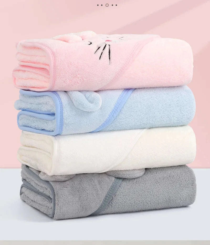 Soft Cartoon Animal Baby Hooded Towel-white bear