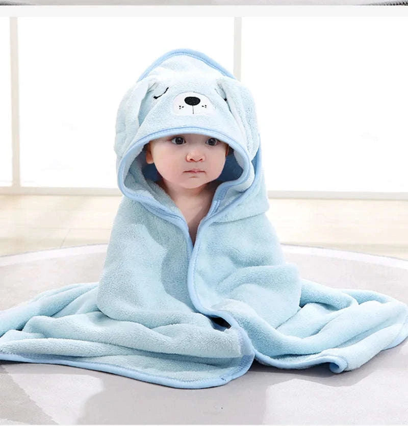 Soft Cartoon Animal Baby Hooded Towel-white bear
