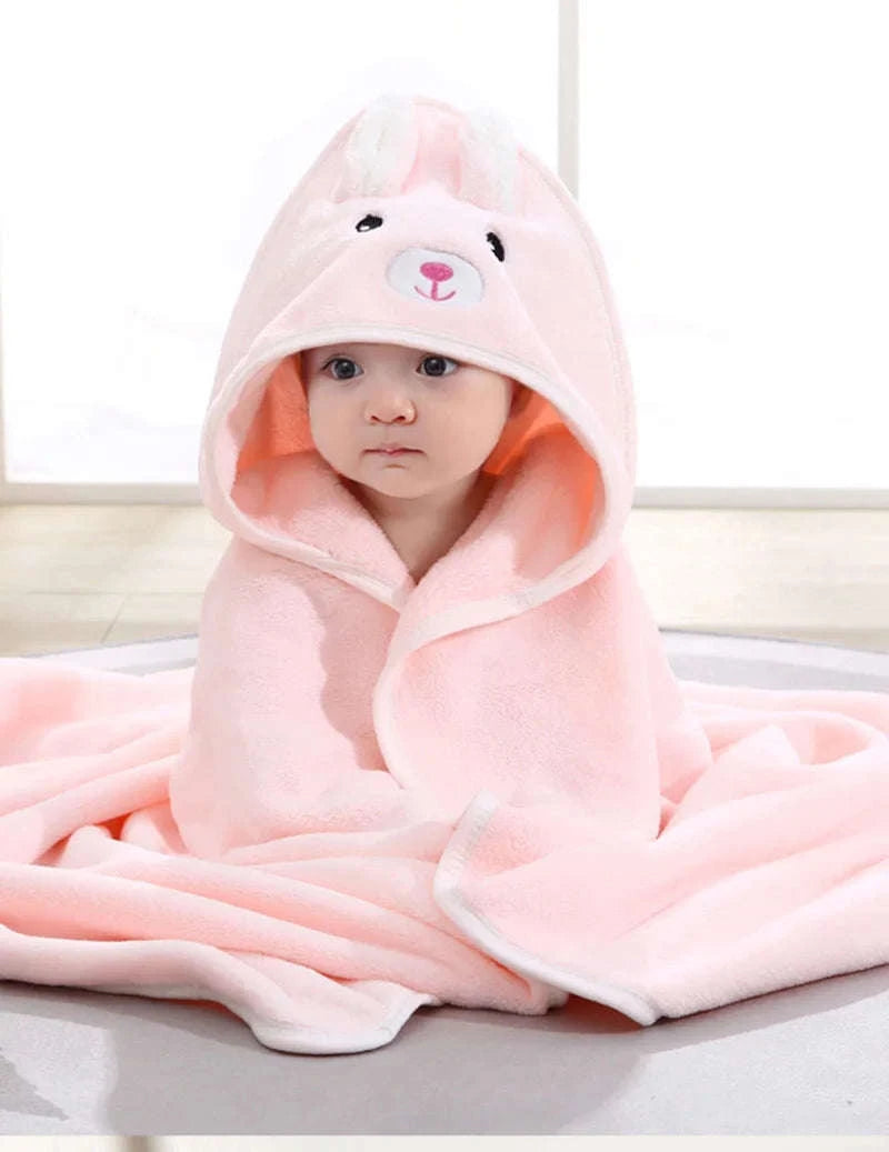 Soft Cartoon Animal Baby Hooded Towel-white bear