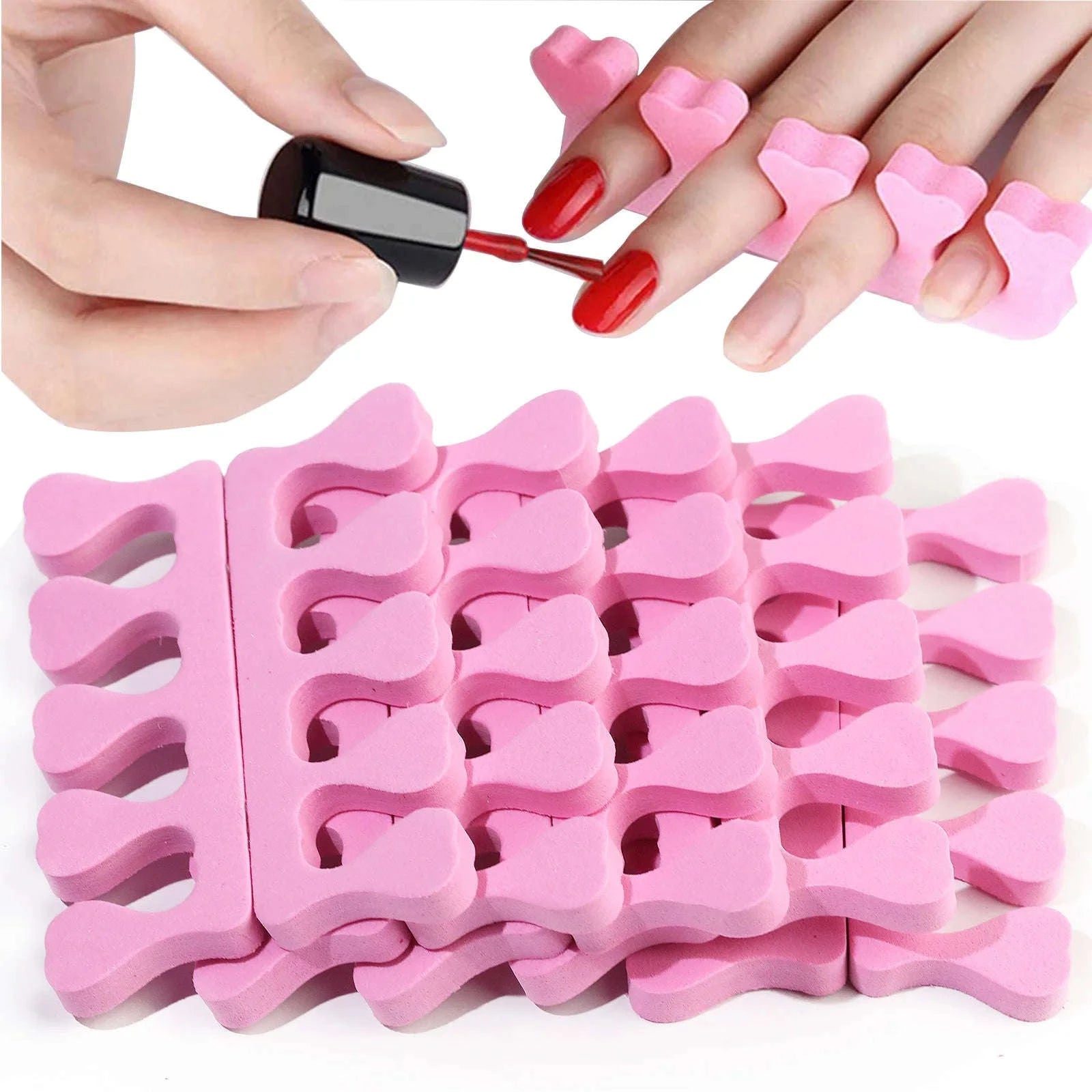 Soft Foam Toe & Finger Separators – 200PCS Pack-200pcs pink