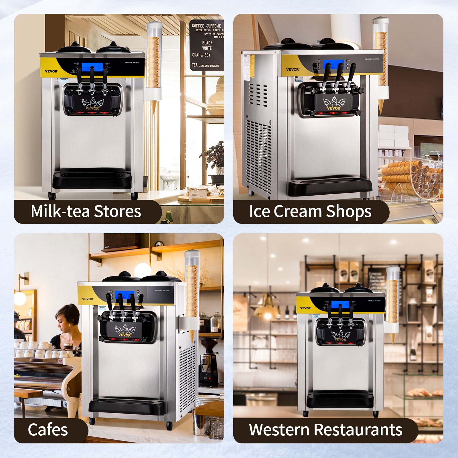22-30 L/H Soft Serve Ice Cream Machine Desktop Tricolor