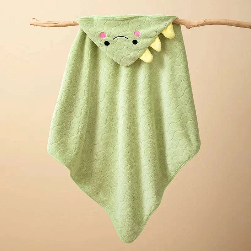 Soft Toddler Bathrobe with Hooded Cartoon Design-GRAY