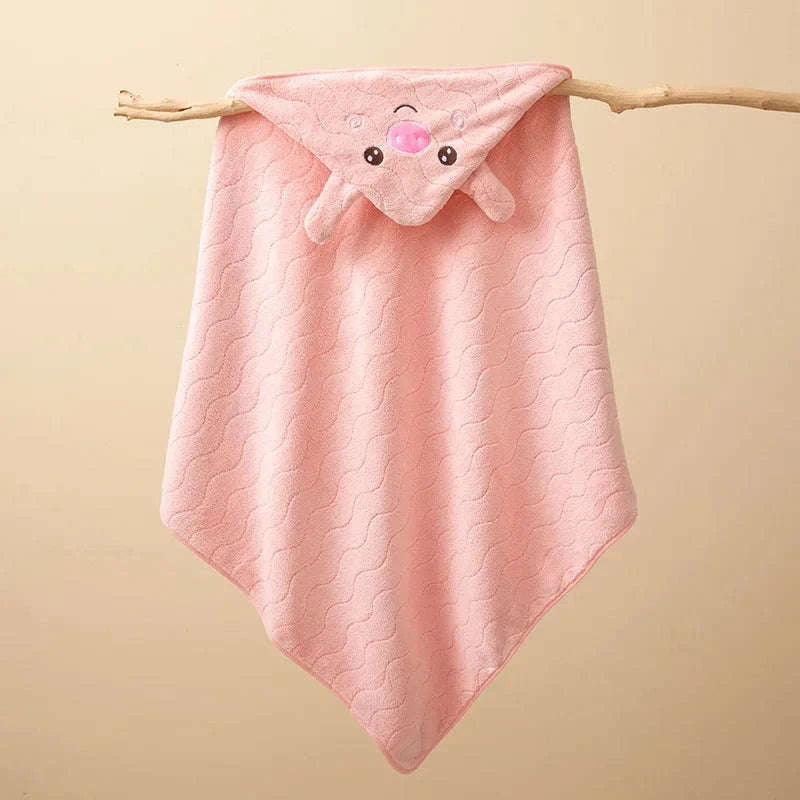 Soft Toddler Bathrobe with Hooded Cartoon Design-GRAY