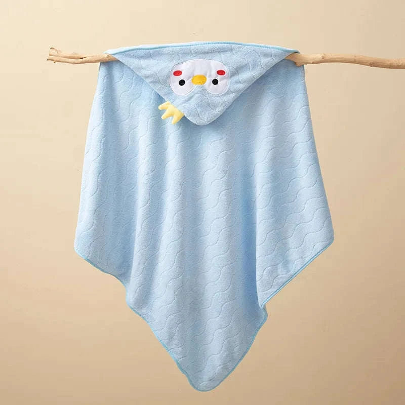 Soft Toddler Bathrobe with Hooded Cartoon Design-GRAY