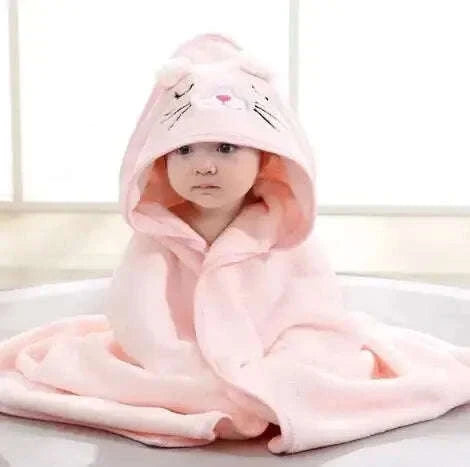 Soft Toddler Bathrobe with Hooded Cartoon Design-GRAY