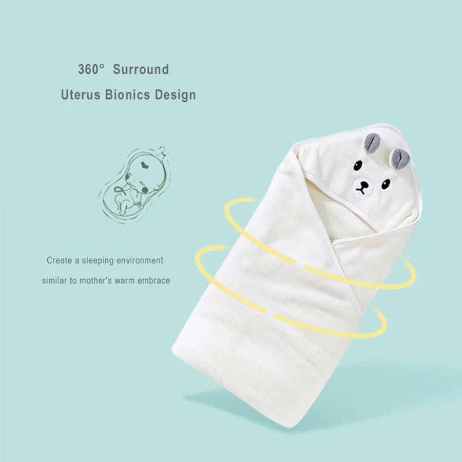 Soft Toddler Bathrobe with Hooded Cartoon Design-GRAY