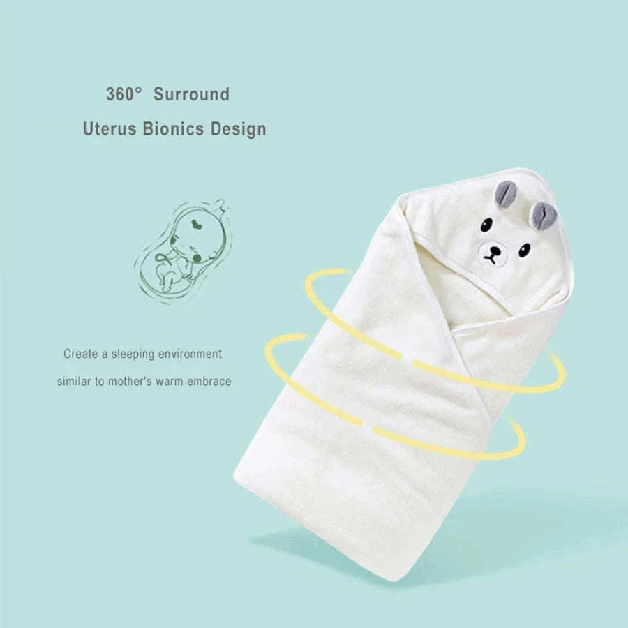 Soft Toddler Hooded Bathrobe with Cartoon Design-GRAY