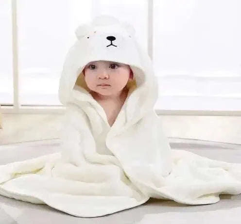 Soft Toddler Hooded Bathrobe with Cartoon Design-GRAY
