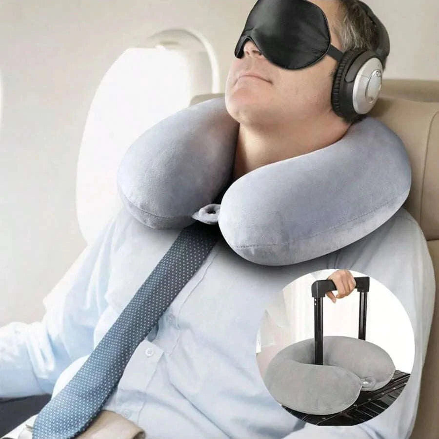 Soft Travel Pillow with Supportive Snap Strap-DARK GRAY / See below for size d
