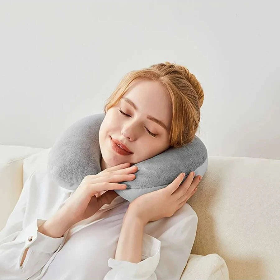 Soft Travel Pillow with Supportive Snap Strap-DARK GRAY / See below for size d