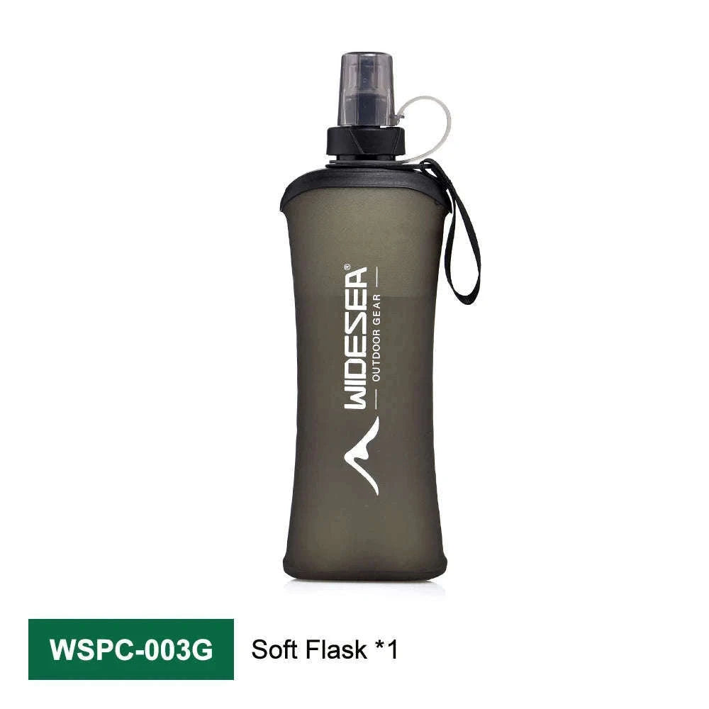 Soft Water Bottle Foldable Flask for Outdoor Sports-Blue