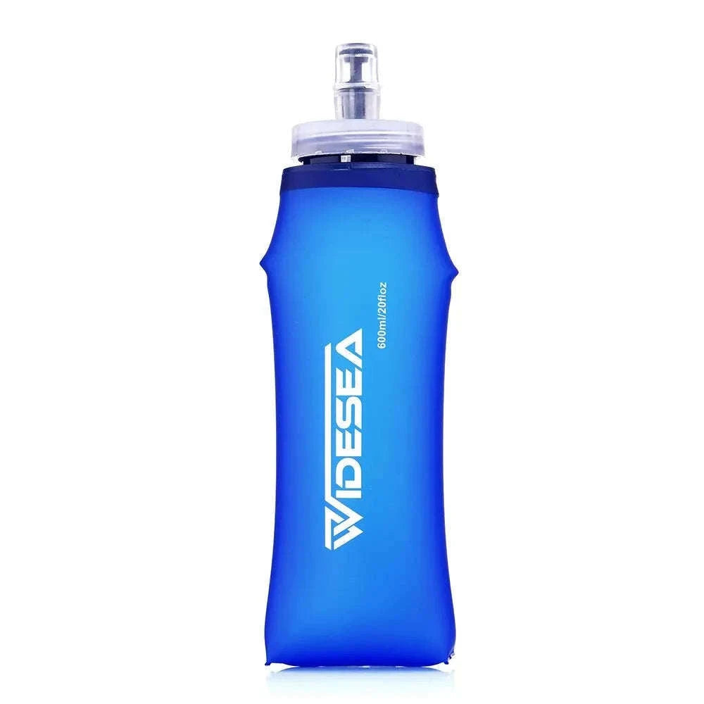 Soft Water Bottle Foldable Flask for Outdoor Sports-Blue