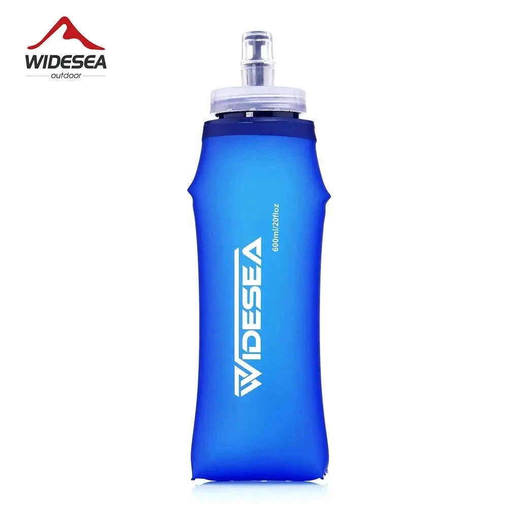 Soft Water Bottle Foldable Flask for Outdoor Sports-Blue