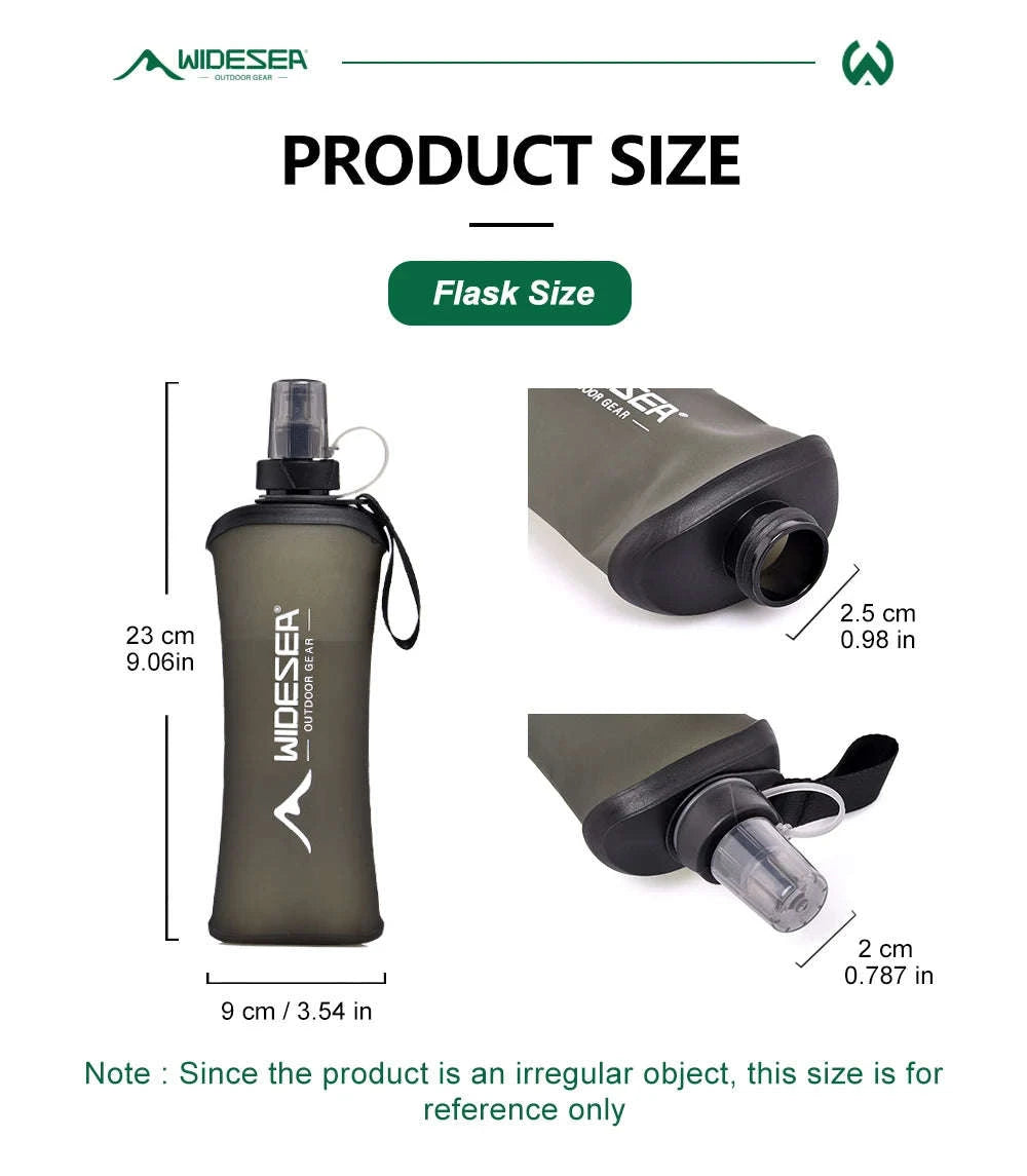 Soft Water Bottle Foldable Flask for Outdoor Sports-Blue